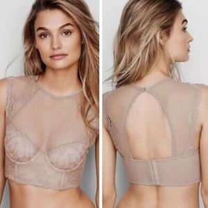 Victoria's Secret Dream Angels Lined Demi High Neck Floral Dot Lace Corset Bra